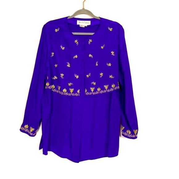 Vintage Diane Von Furstenberg Silk Purple Blouse M EUC - Picture 1 of 7